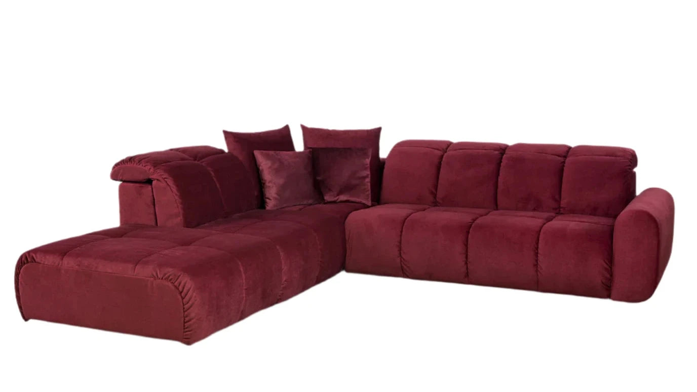 Eck-Schlafsofa mit 6 Sitzplätzen und Chaiselongue, individuell gestaltbarer Stoff