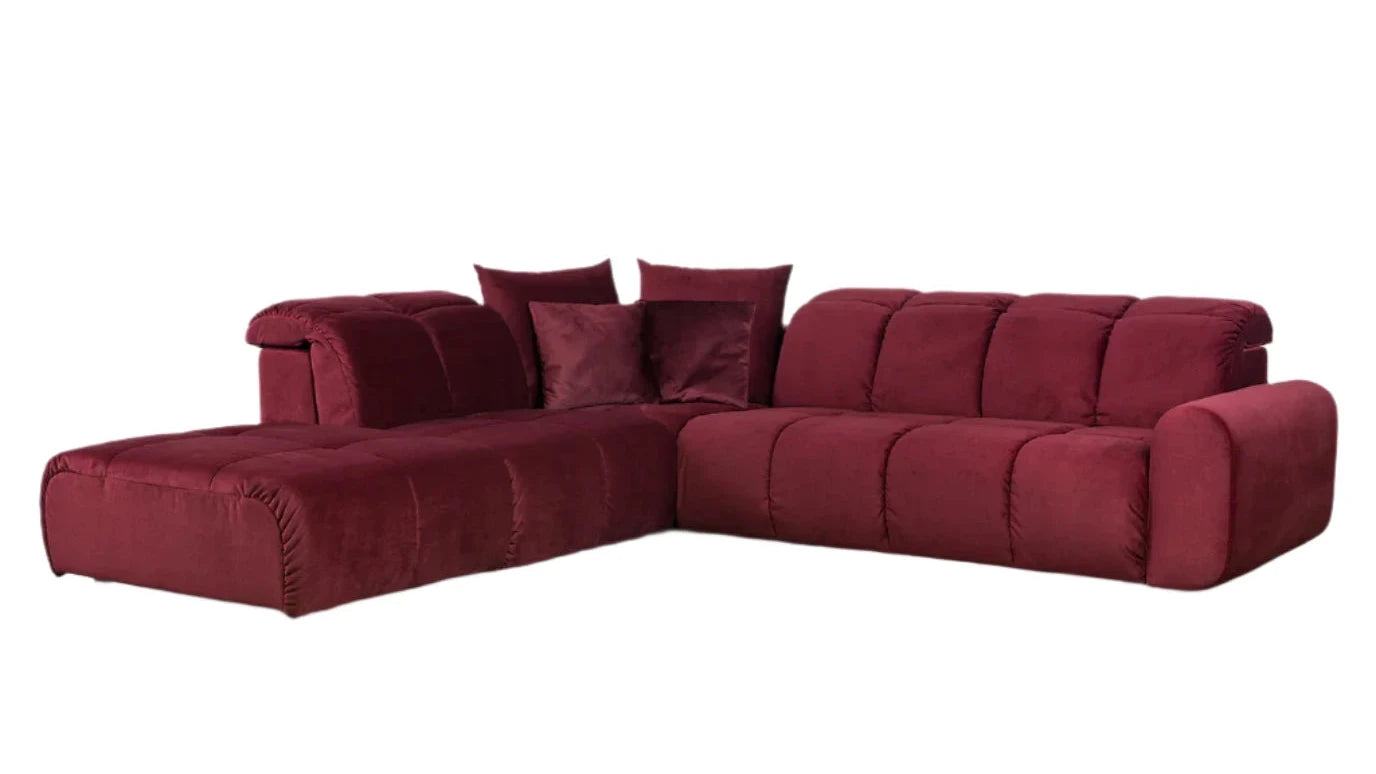 Eck-Schlafsofa mit 6 Sitzplätzen und Chaiselongue, individuell gestaltbarer Stoff