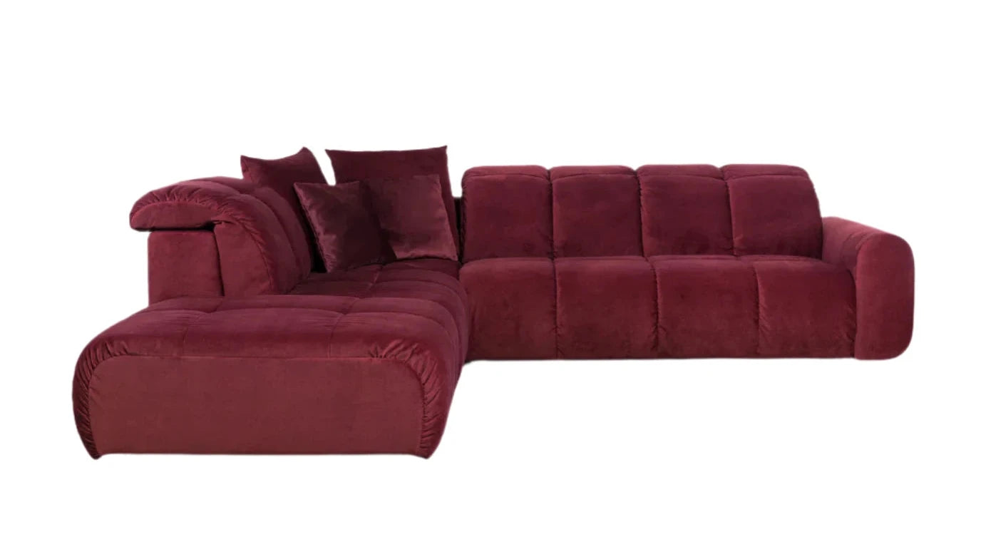 Eck-Schlafsofa mit 6 Sitzplätzen und Chaiselongue, individuell gestaltbarer Stoff