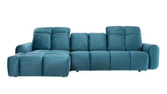 Eck-Schlafsofa mit 4 Sitzplätzen und Chaiselongue, individuell gestaltbarer Stoff