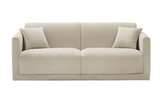 Schlafsofa Fin – elegantes Sofa mit klaren Linien und personalisierbarer Stoffwahl, ideal für moderne Wohnräume.