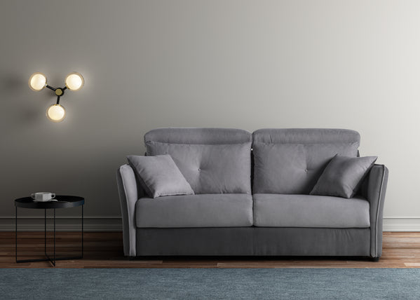 Schlafsofa Michel – 2-Sitzer mit verstellbarer Rückenlehne, weicher Polsterung und zwei Kissen, ideal für moderne Wohnräume.